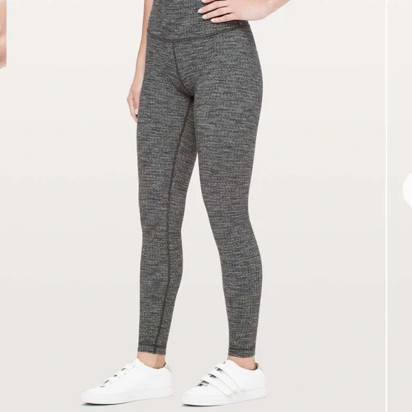 Lululemon Wunder Under high waisted full length Gray knit Leggings size 8 - Picture 2 of 9